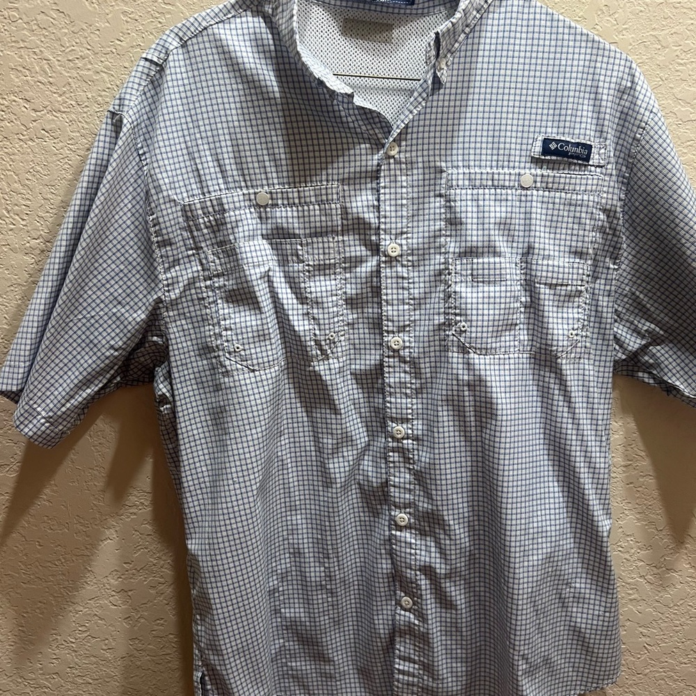 Columbia Men's Casual Blue Plaid Shirt